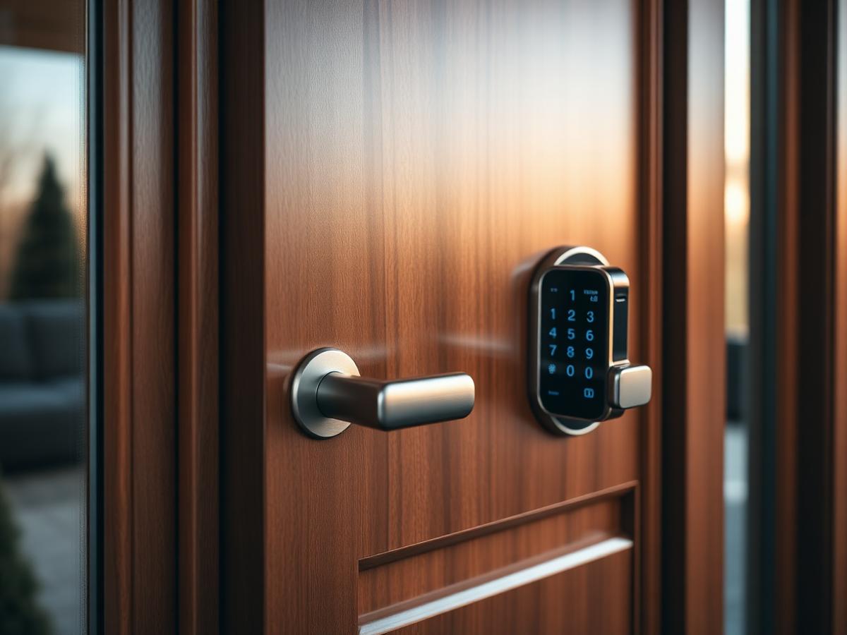 Chapa de seguridad inteligente con teclado en puerta principal