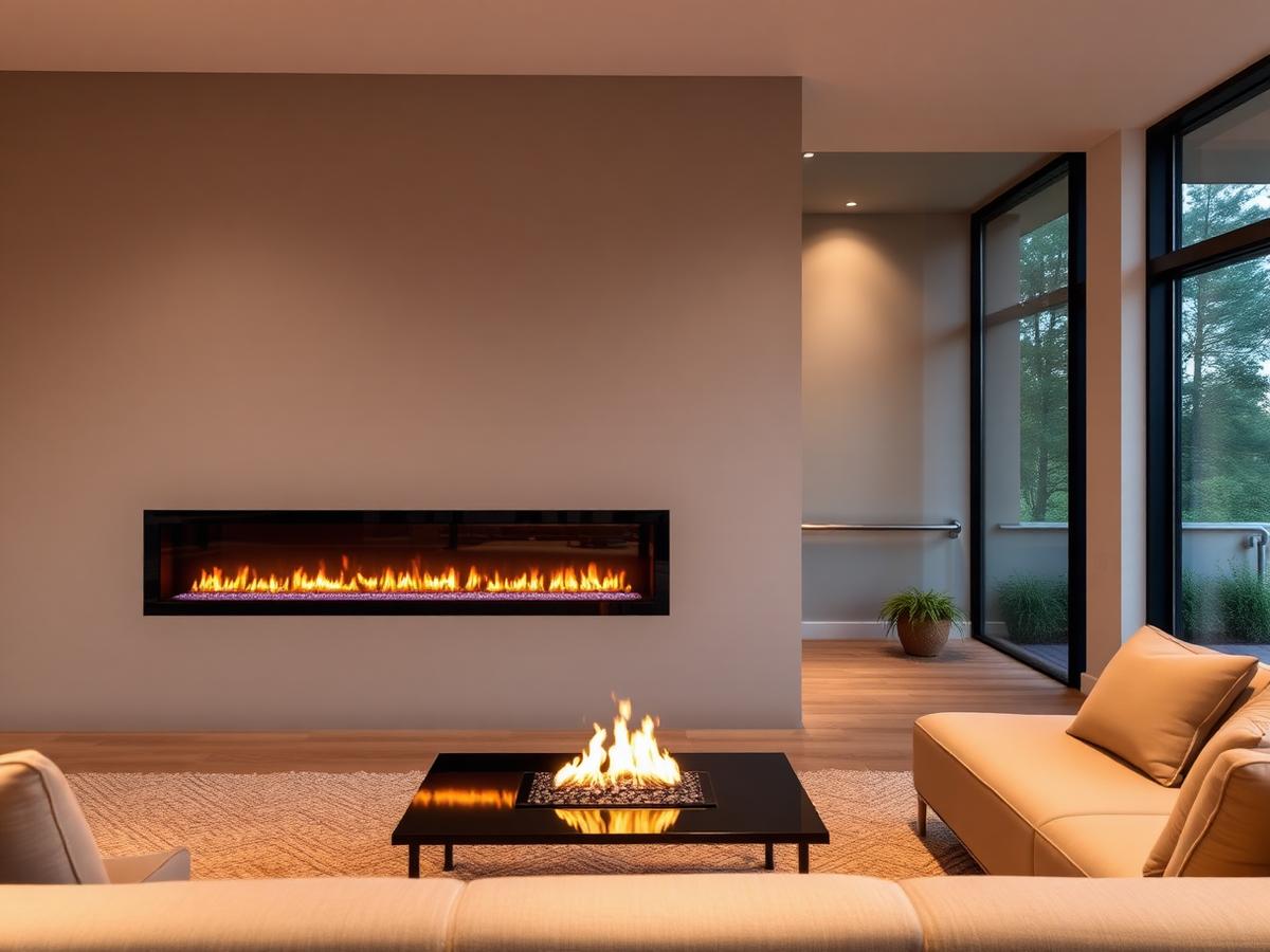 Chimenea moderna con ambientación automatizada