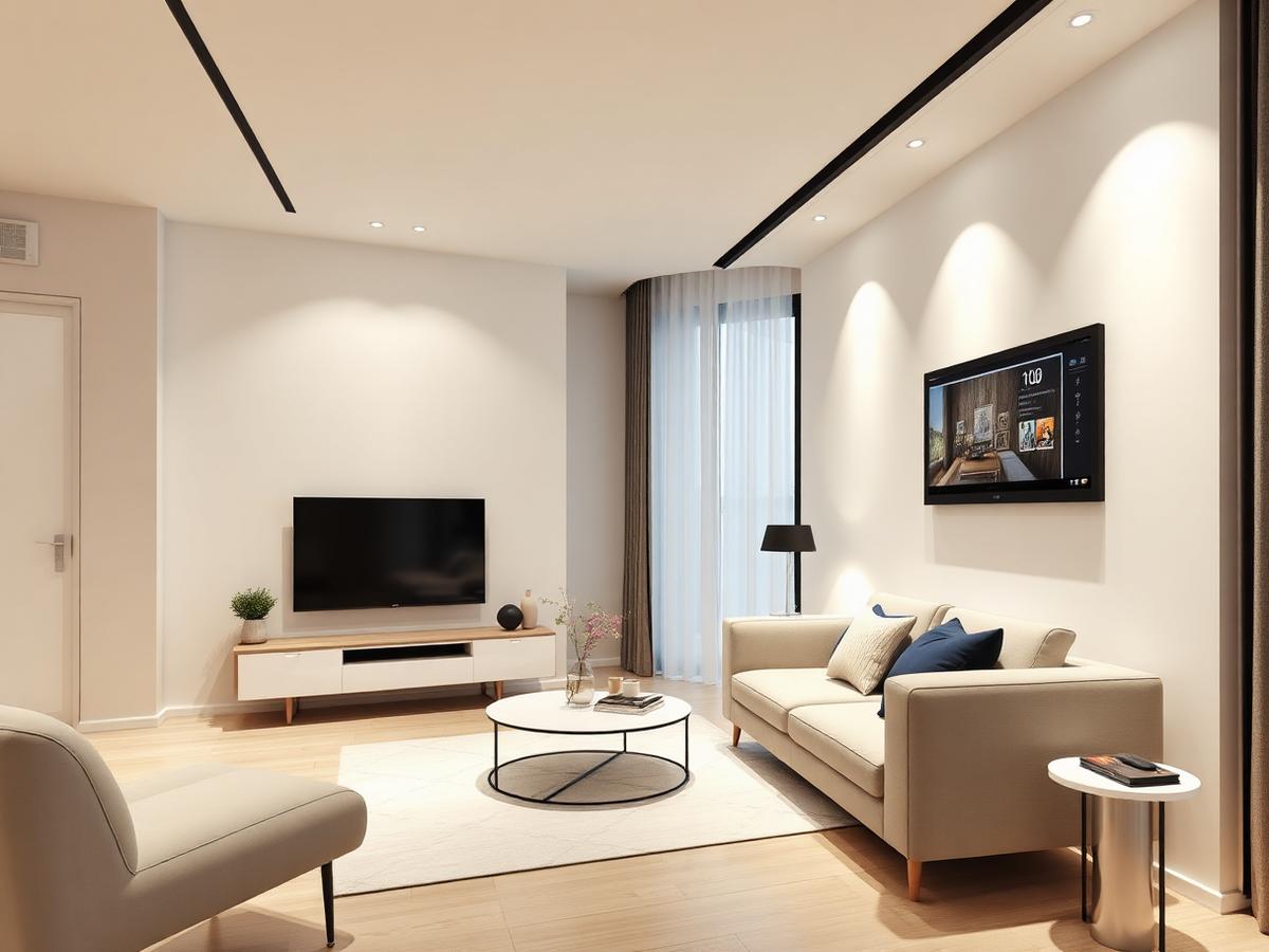 Apartamento con panel de control y escenas de luz