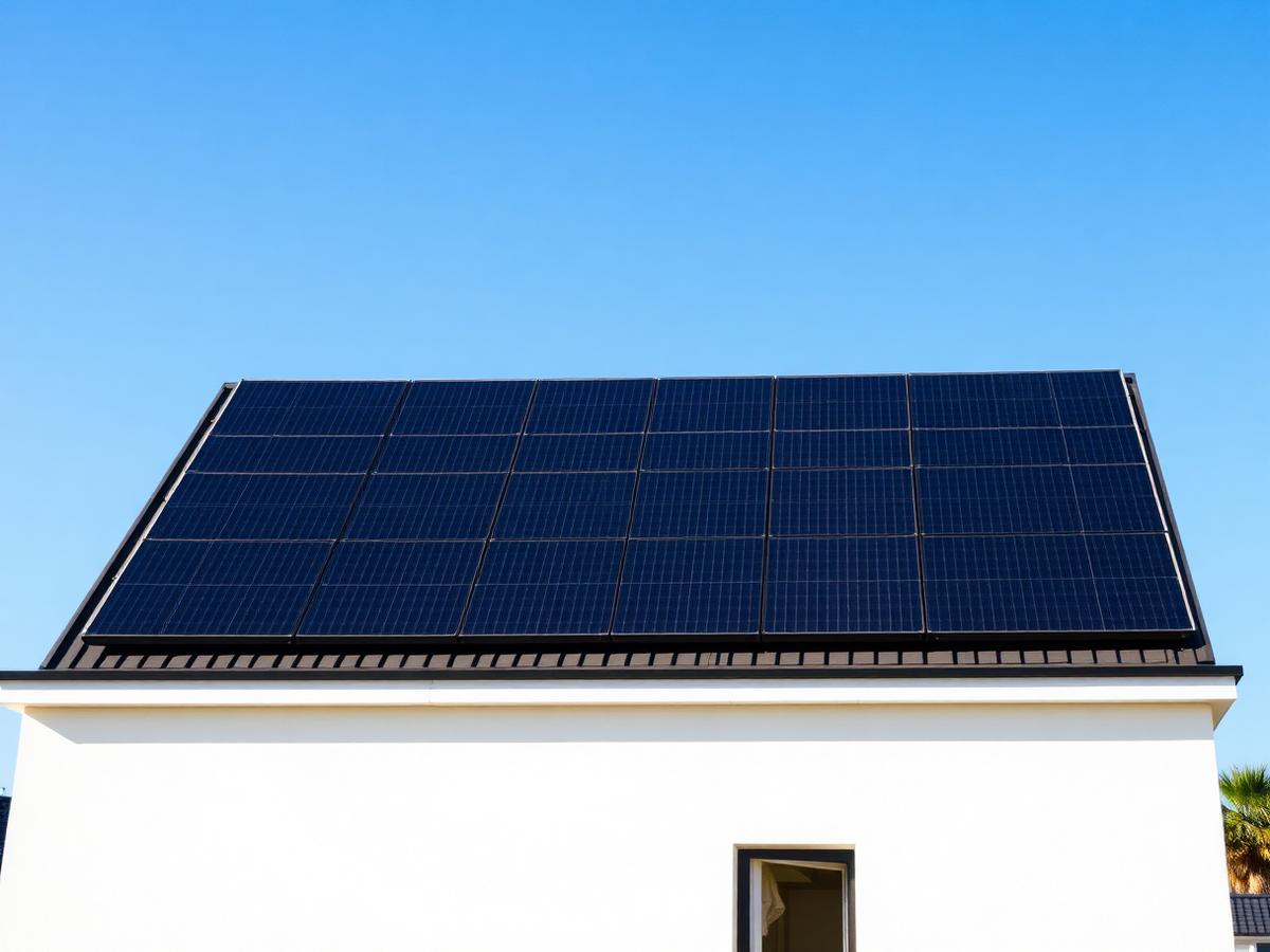 Paneles solares en cubierta de vivienda moderna